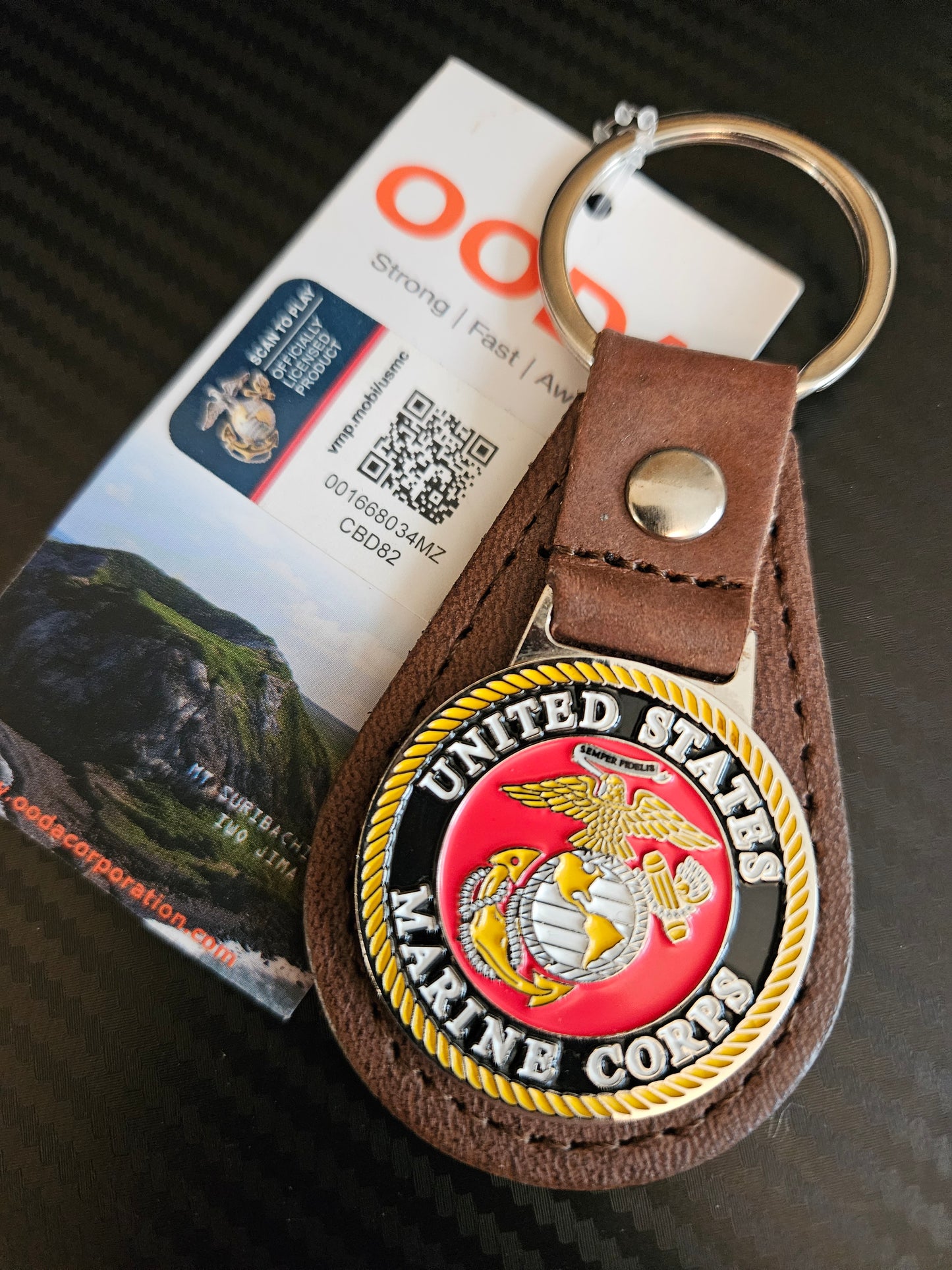 OODA United States Marine Corps Leather Key Chain - Brown