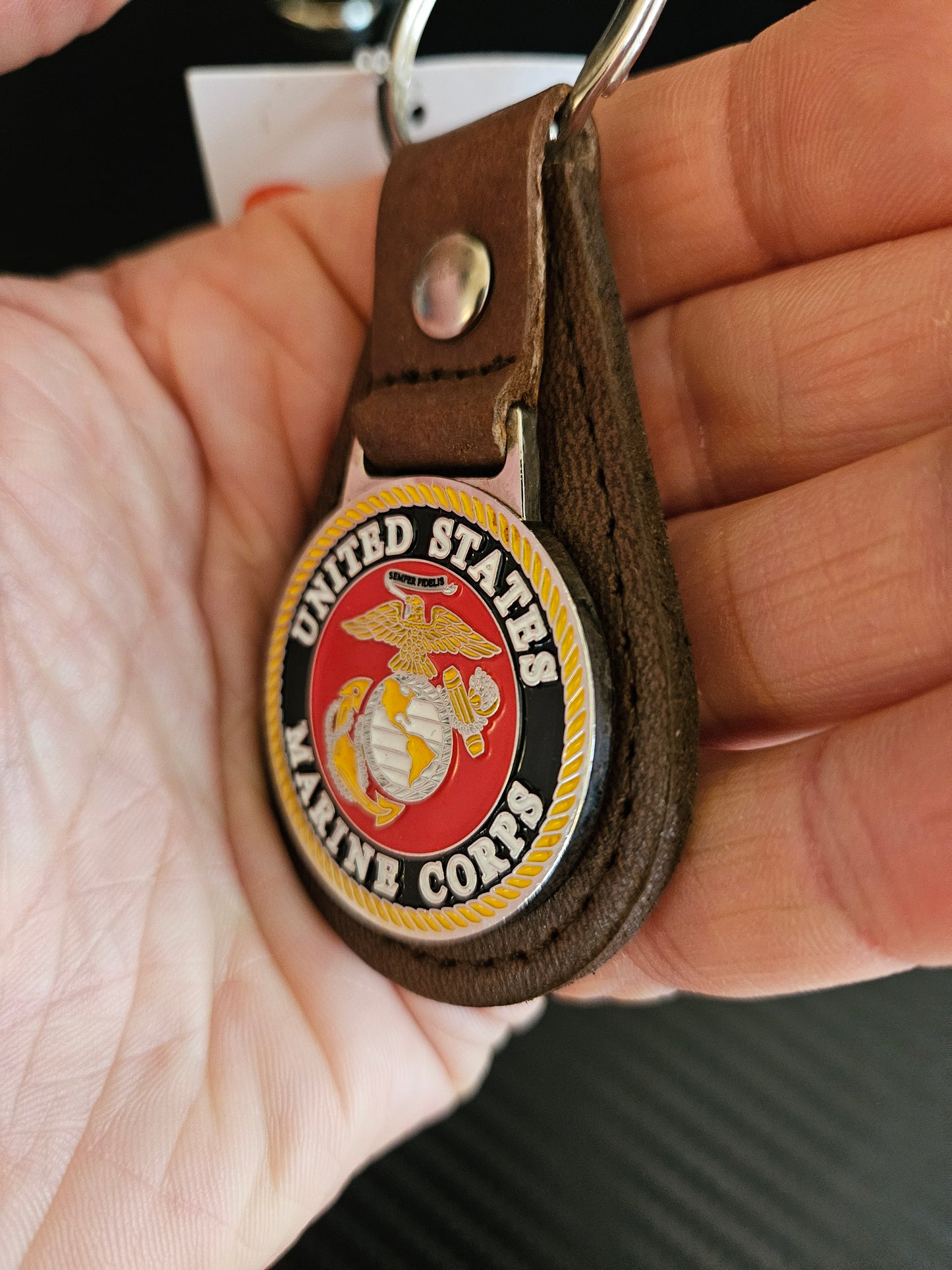 OODA United States Marine Corps Leather Key Chain - Brown