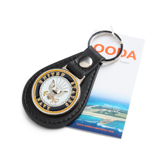 OODA United States Navy Leather Key Chain - Black