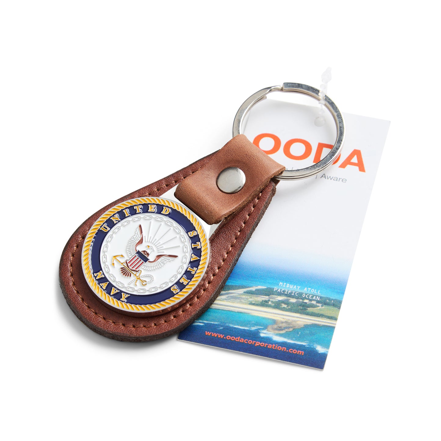 OODA United States Navy Leather Key Chain - Brown