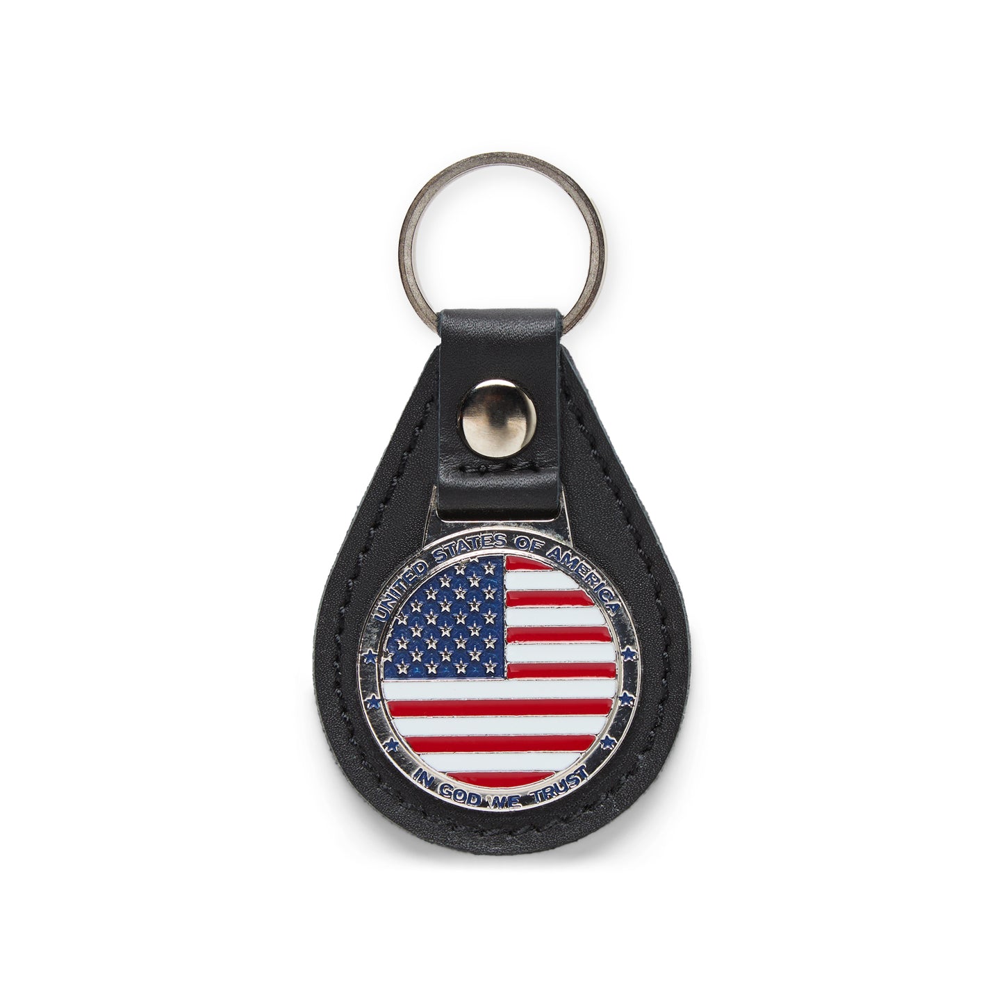 OODA USA Flag Leather Key Chain - Black