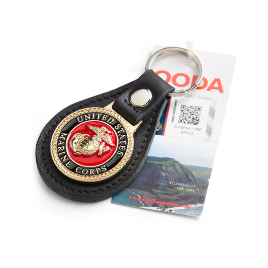 OODA United States Marine Corps Leather Key Chain - Black