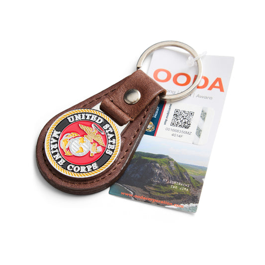 OODA United States Marine Corps Leather Key Chain - Brown